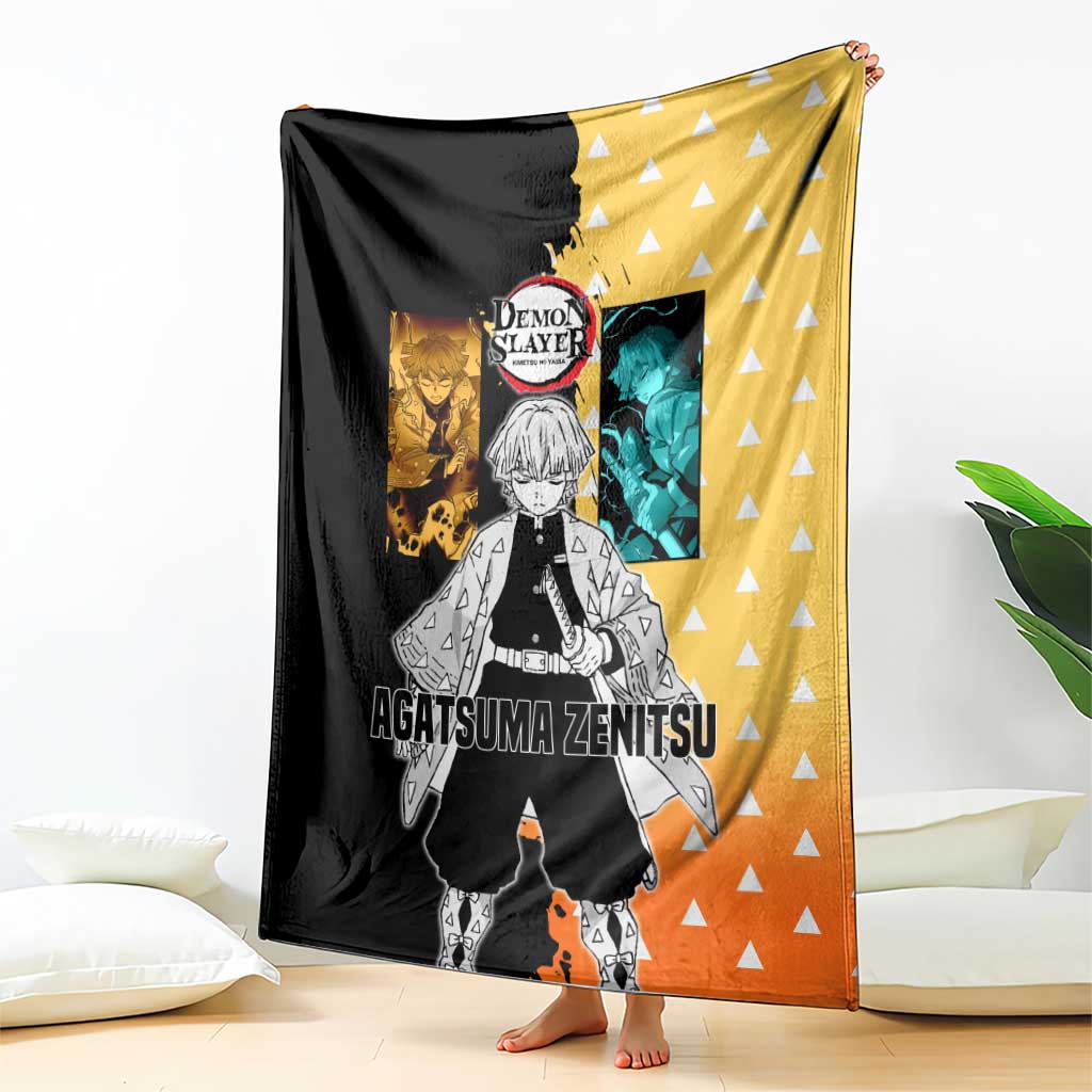 Zenitsu Agatsuma from Demon Slayer Blanket with Yellow Lightning Kimono and Thunder Effects Design - The Mazicc
