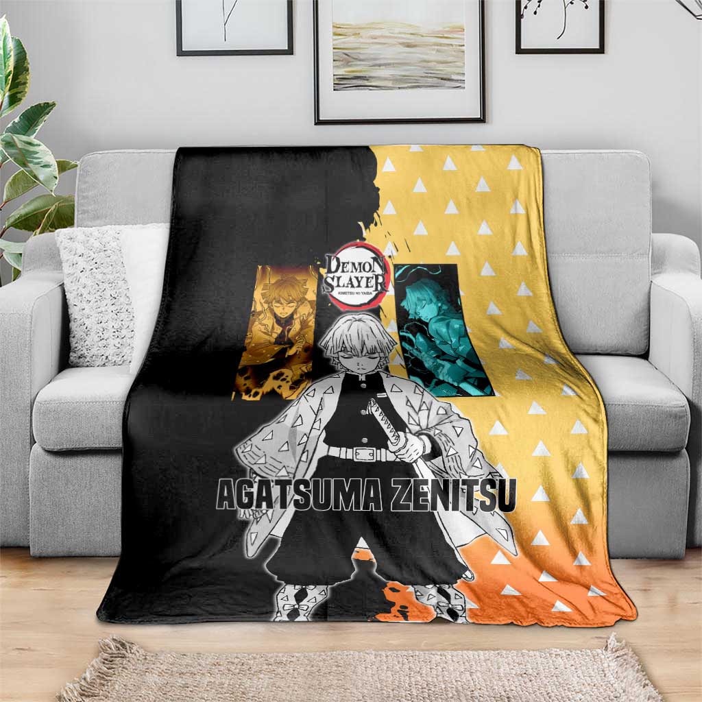 Zenitsu Agatsuma from Demon Slayer Blanket with Yellow Lightning Kimono and Thunder Effects Design - The Mazicc