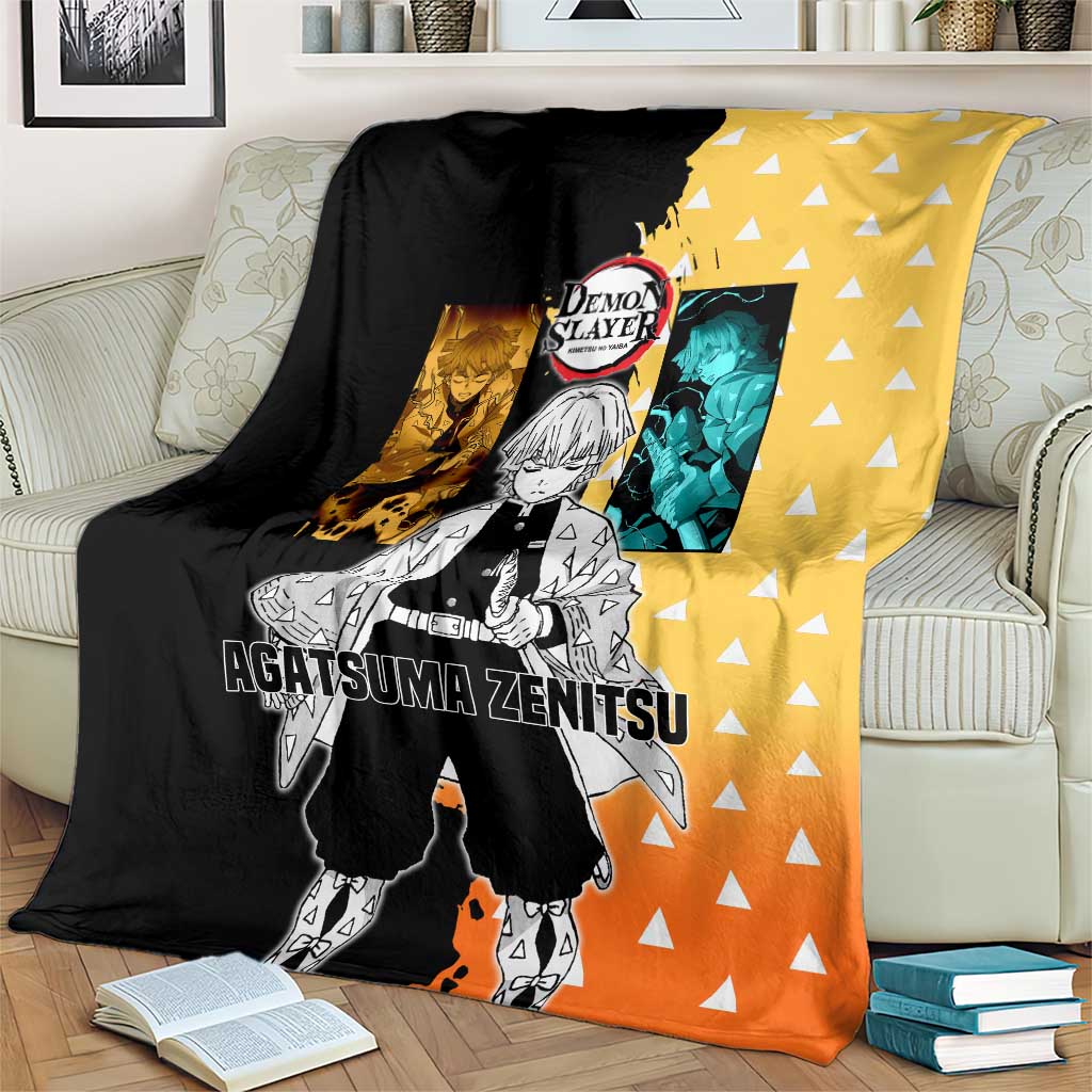 Zenitsu Agatsuma from Demon Slayer Blanket with Yellow Lightning Kimono and Thunder Effects Design - The Mazicc