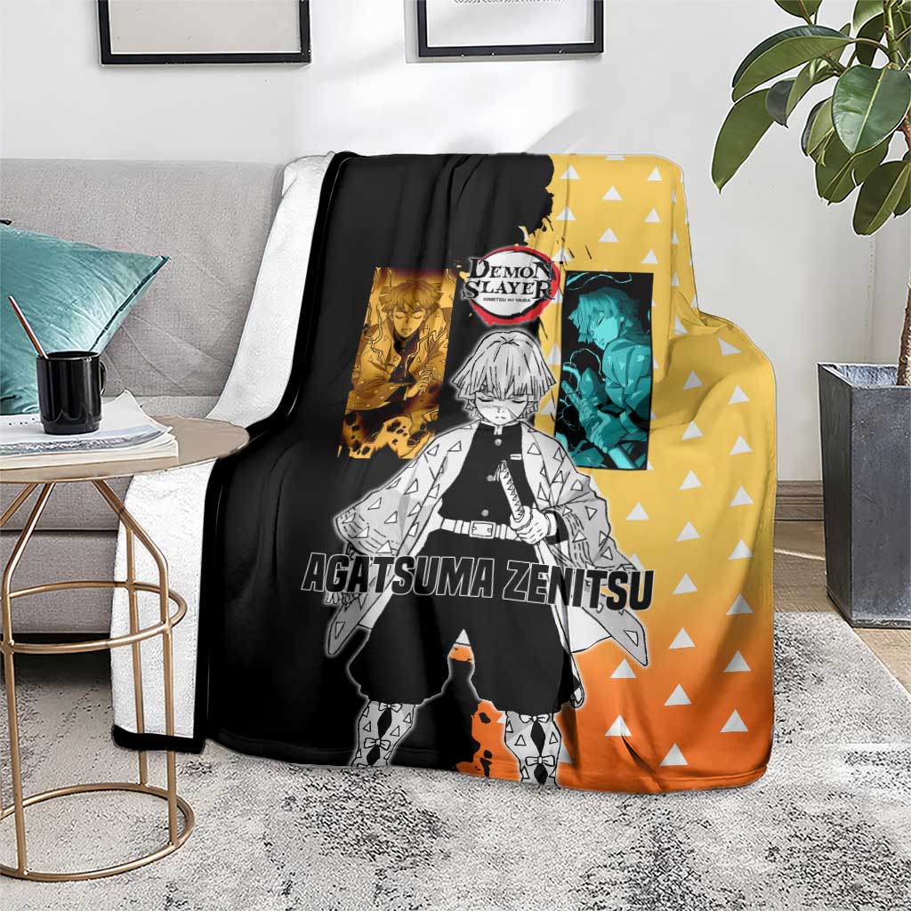 Zenitsu Agatsuma from Demon Slayer Blanket with Yellow Lightning Kimono and Thunder Effects Design - The Mazicc