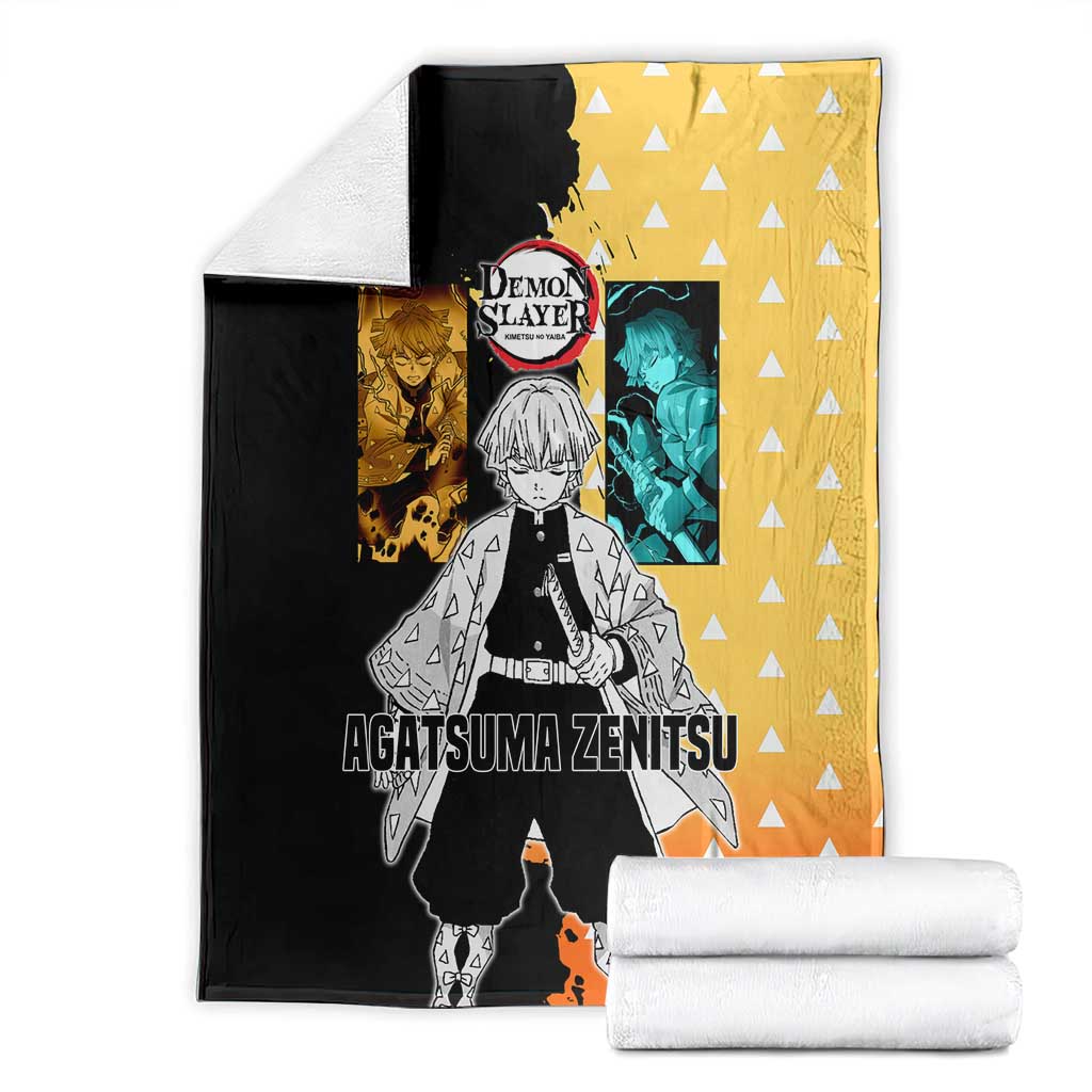 Zenitsu Agatsuma from Demon Slayer Blanket with Yellow Lightning Kimono and Thunder Effects Design - The Mazicc