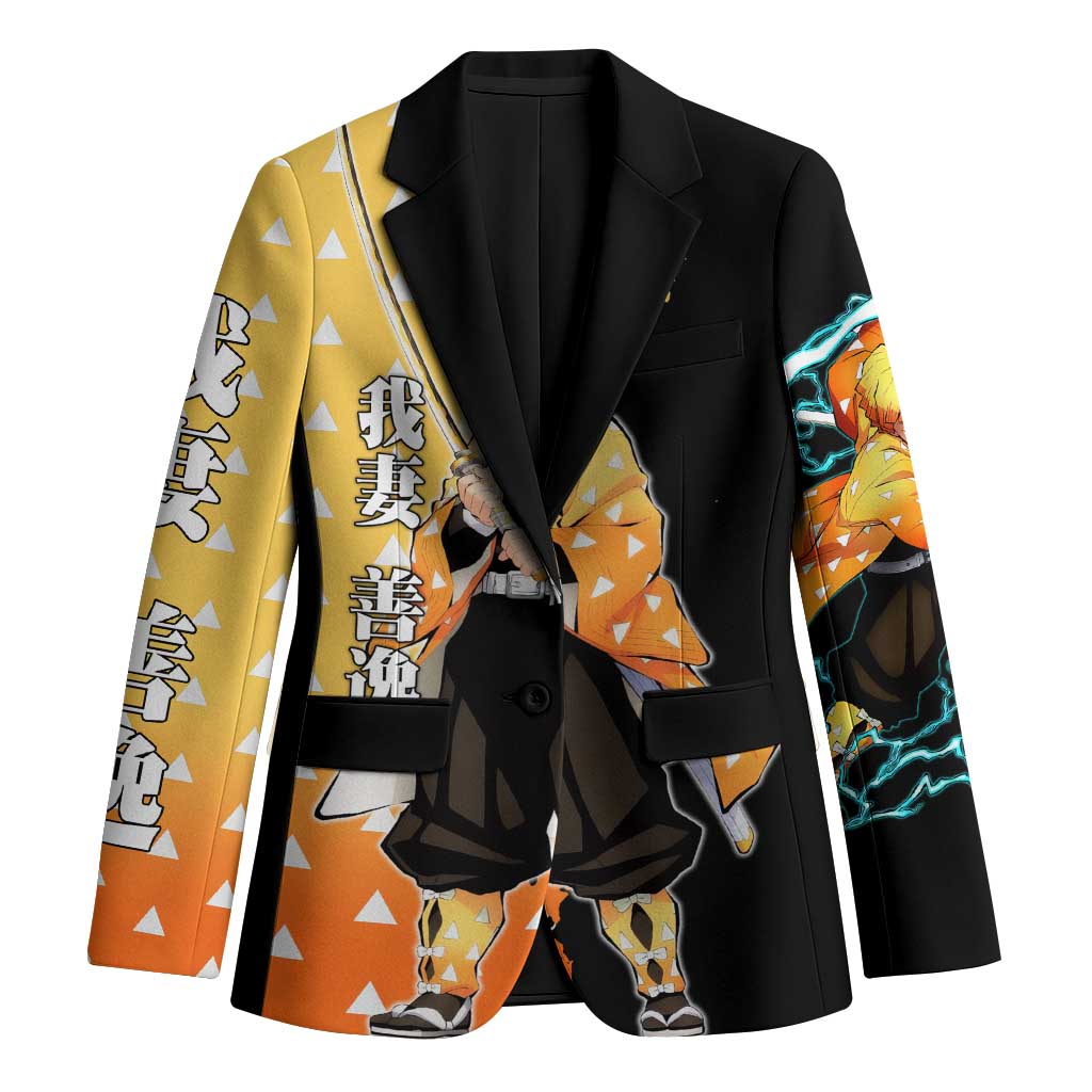 Zenitsu Agatsuma from Demon Slayer Blazer with Yellow Lightning Kimono and Thunder Effects Design - The Mazicc