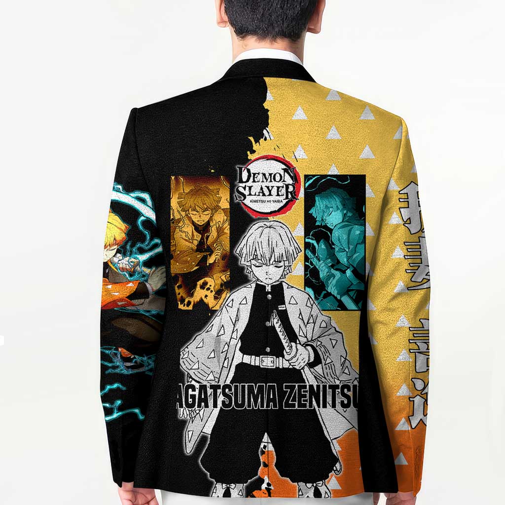 Zenitsu Agatsuma from Demon Slayer Blazer with Yellow Lightning Kimono and Thunder Effects Design - The Mazicc