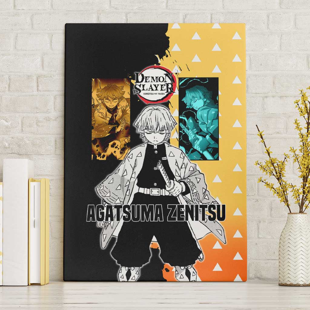 Zenitsu Agatsuma from Demon Slayer Canvas Wall Art with Yellow Lightning Kimono and Thunder Effects Design - The Mazicc