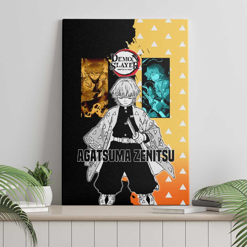 Zenitsu Agatsuma from Demon Slayer Canvas Wall Art with Yellow Lightning Kimono and Thunder Effects Design - The Mazicc