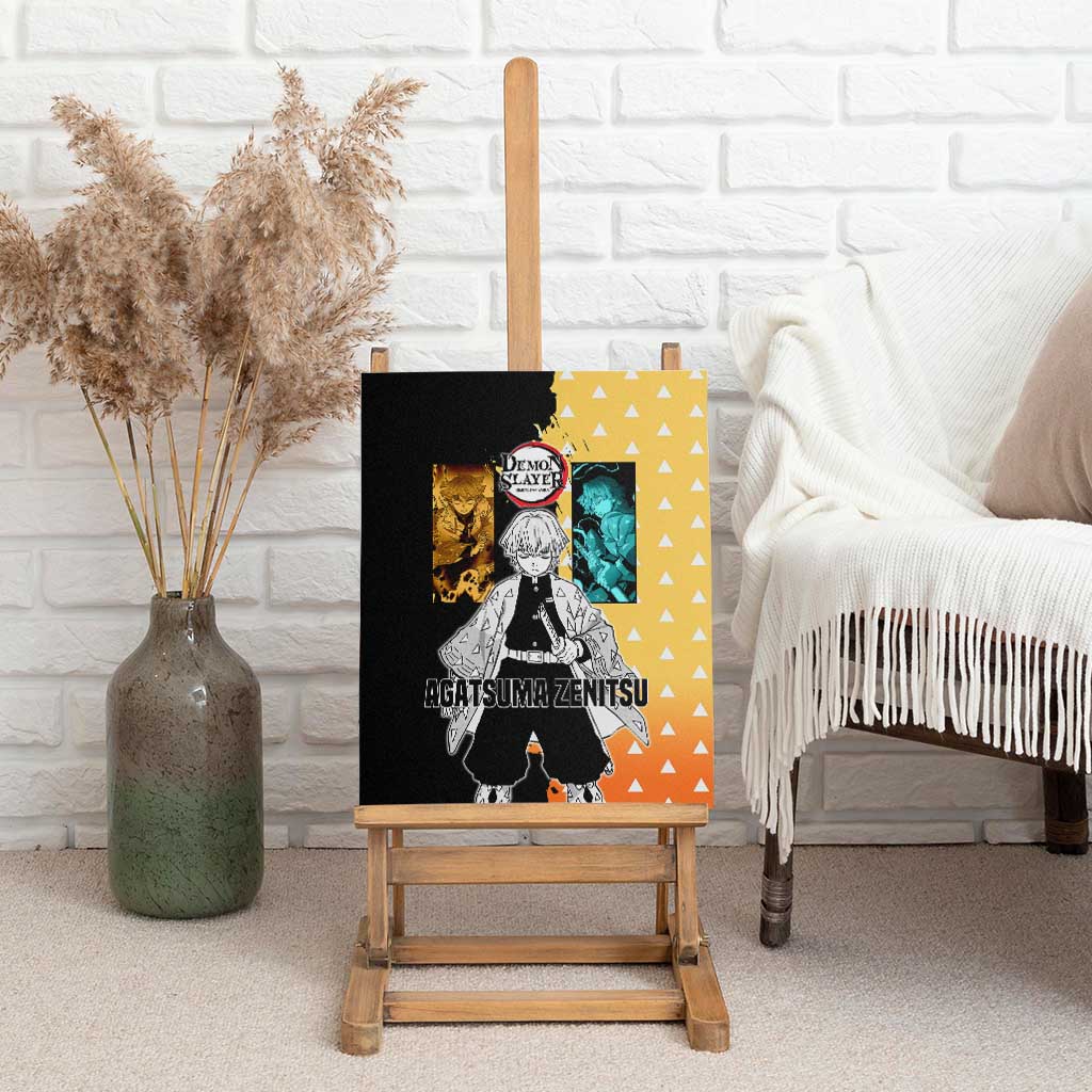 Zenitsu Agatsuma from Demon Slayer Canvas Wall Art with Yellow Lightning Kimono and Thunder Effects Design - The Mazicc