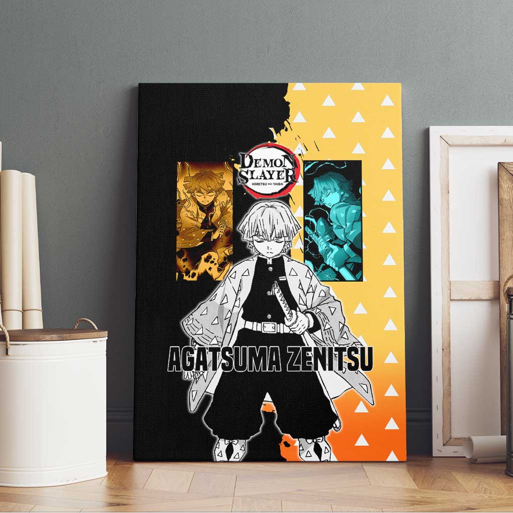 Zenitsu Agatsuma from Demon Slayer Canvas Wall Art with Yellow Lightning Kimono and Thunder Effects Design - The Mazicc