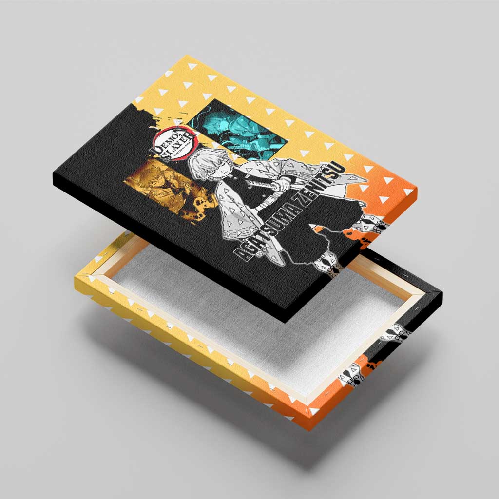 Zenitsu Agatsuma from Demon Slayer Canvas Wall Art with Yellow Lightning Kimono and Thunder Effects Design - The Mazicc