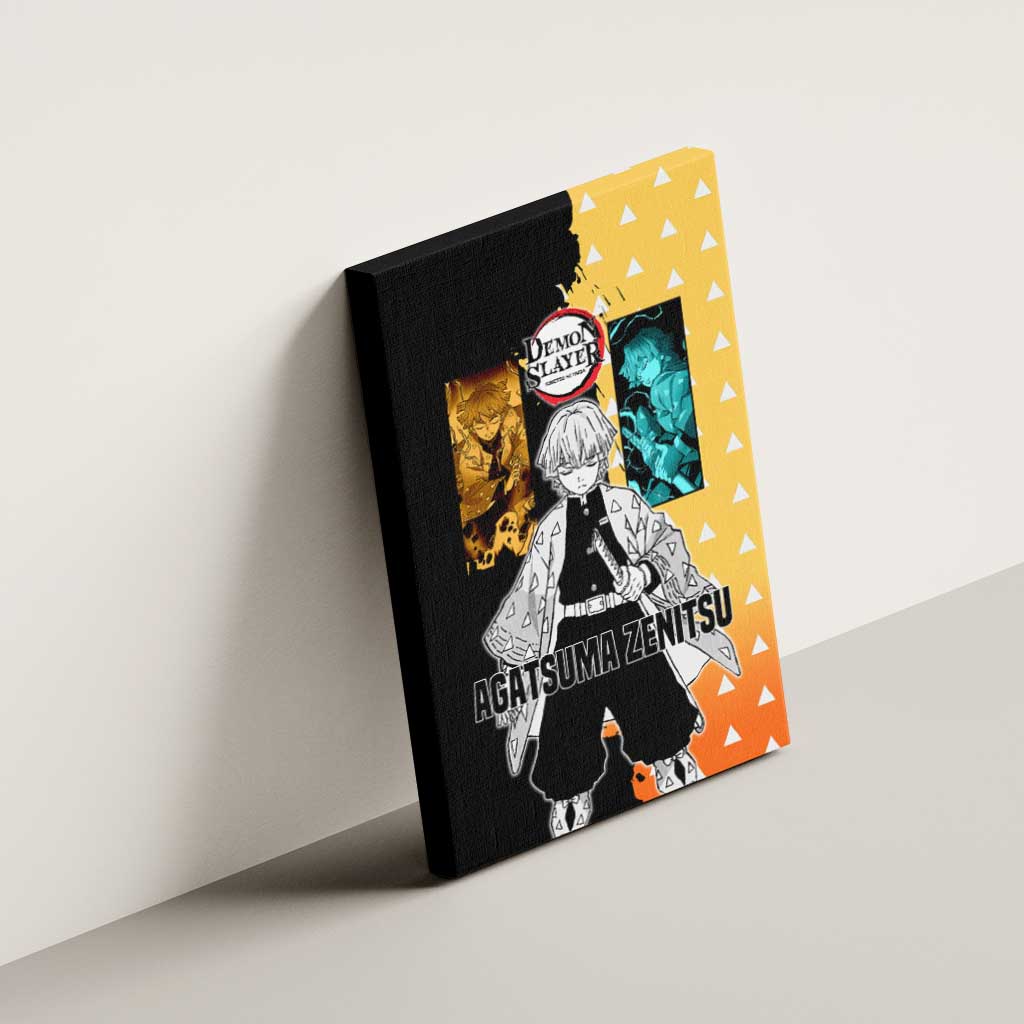 Zenitsu Agatsuma from Demon Slayer Canvas Wall Art with Yellow Lightning Kimono and Thunder Effects Design - The Mazicc