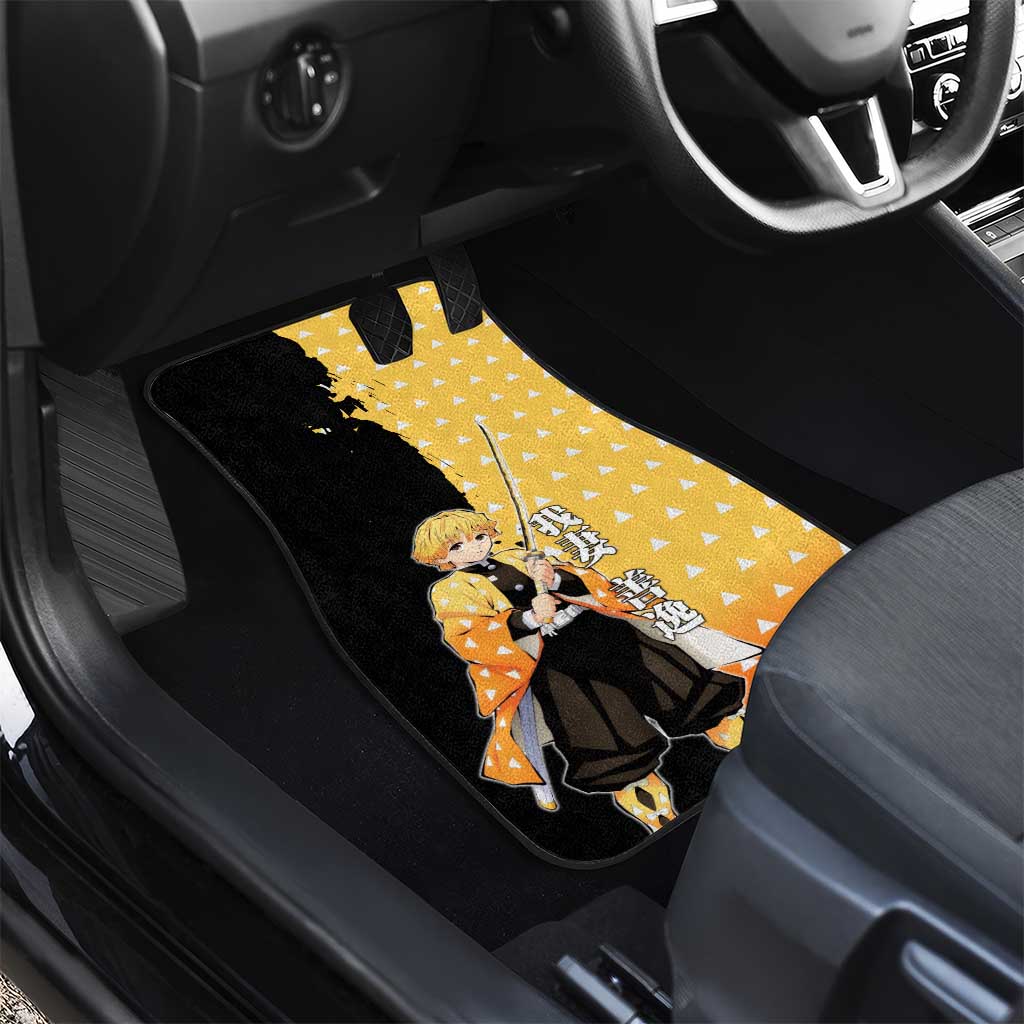 Zenitsu Agatsuma from Demon Slayer Car Mats with Yellow Lightning Kimono and Thunder Effects Design - The Mazicc