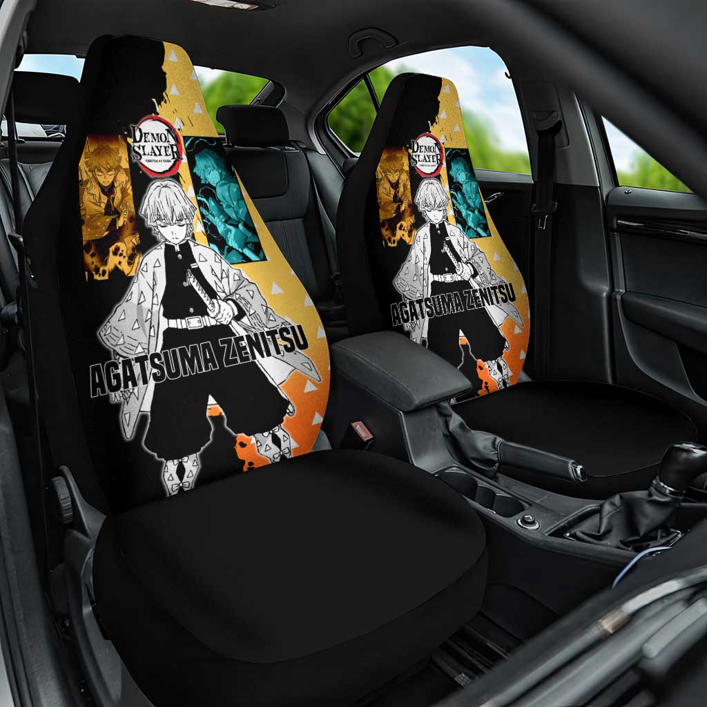 Zenitsu Agatsuma from Demon Slayer Car Seat Cover with Yellow Lightning Kimono and Thunder Effects Design - The Mazicc