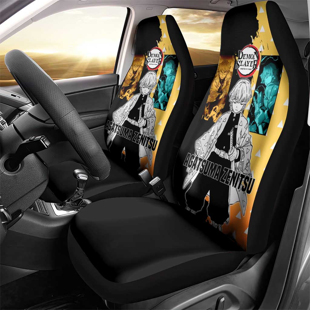 Zenitsu Agatsuma from Demon Slayer Car Seat Cover with Yellow Lightning Kimono and Thunder Effects Design - The Mazicc