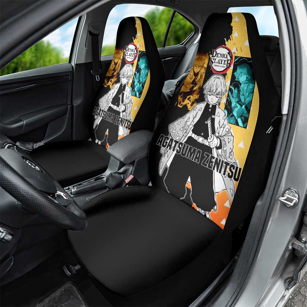 Zenitsu Agatsuma from Demon Slayer Car Seat Cover with Yellow Lightning Kimono and Thunder Effects Design - The Mazicc