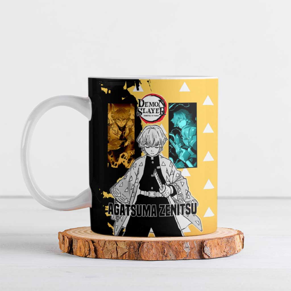 Zenitsu Agatsuma from Demon Slayer Ceramic Mug with Yellow Lightning Kimono and Thunder Effects Design - The Mazicc