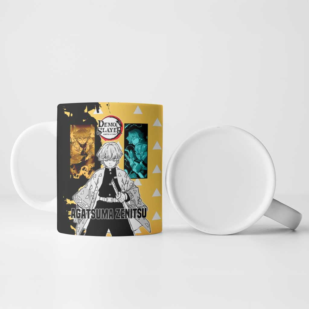 Zenitsu Agatsuma from Demon Slayer Ceramic Mug with Yellow Lightning Kimono and Thunder Effects Design - The Mazicc