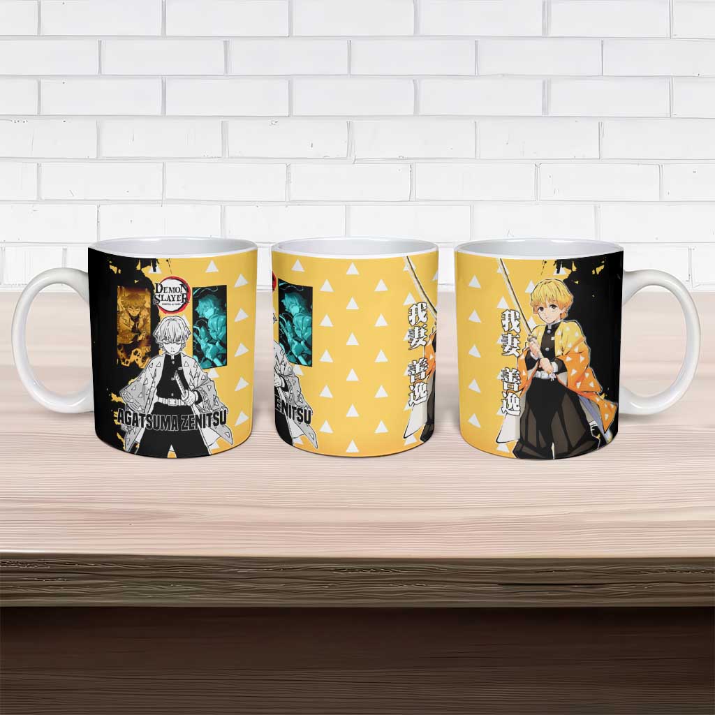 Zenitsu Agatsuma from Demon Slayer Ceramic Mug with Yellow Lightning Kimono and Thunder Effects Design - The Mazicc