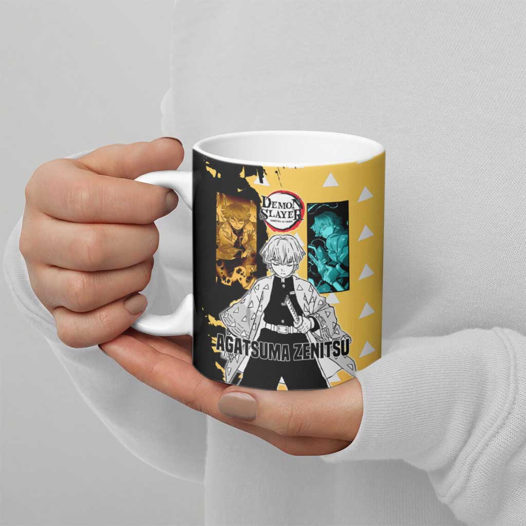 Zenitsu Agatsuma from Demon Slayer Ceramic Mug with Yellow Lightning Kimono and Thunder Effects Design - The Mazicc