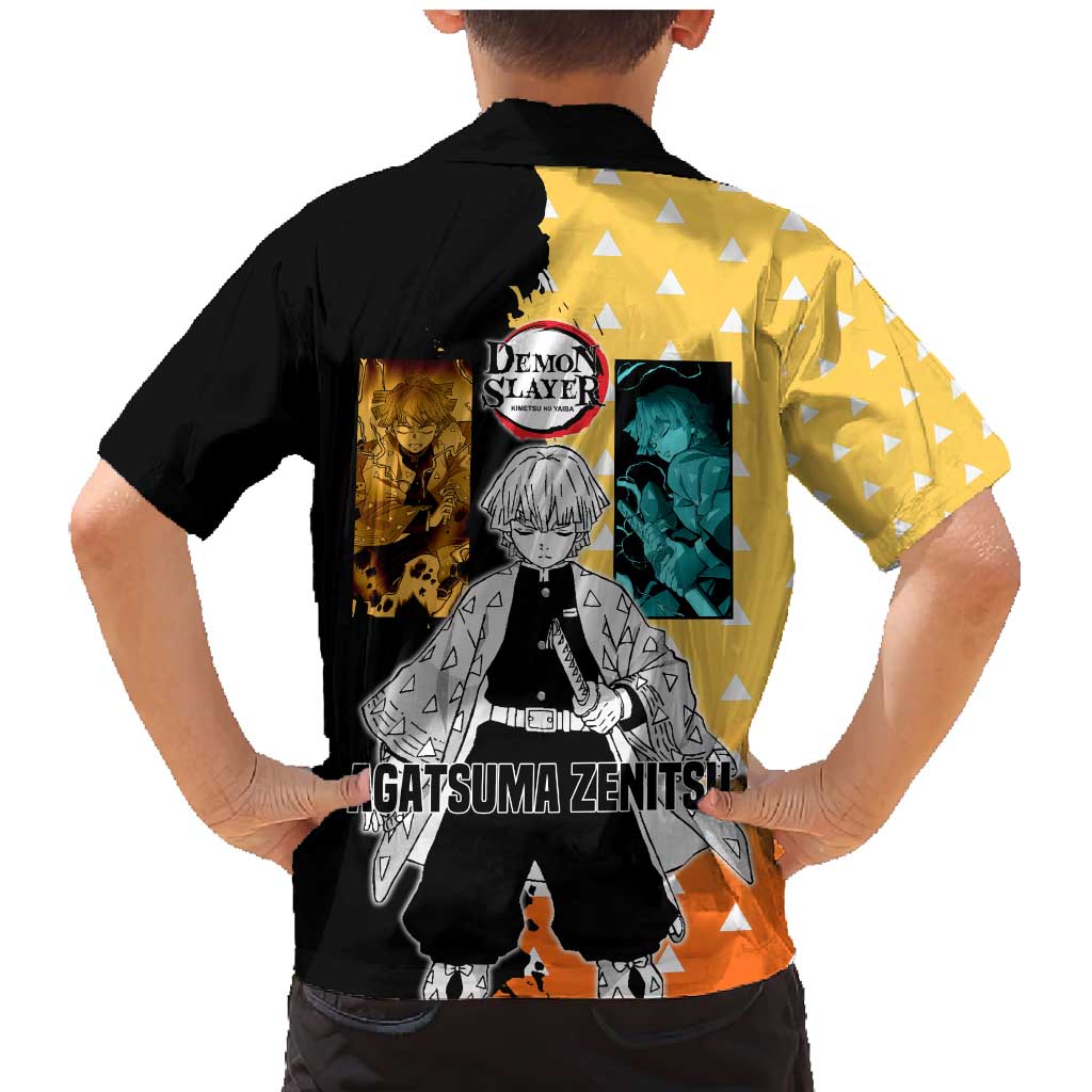 Zenitsu Agatsuma from Demon Slayer Family Matching Mermaid Dress and Hawaiian Shirt with Yellow Lightning Kimono and Thunder Effects Design - The Mazicc