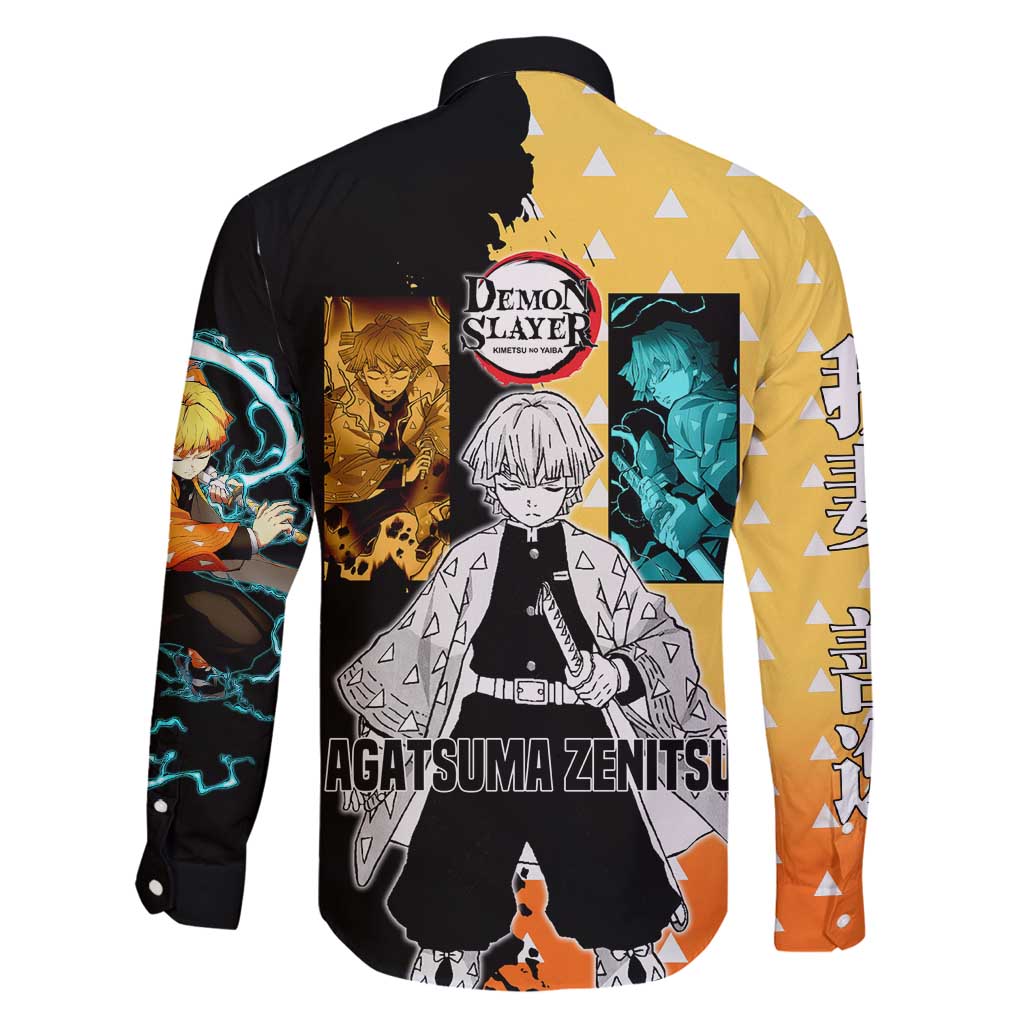 Zenitsu Agatsuma from Demon Slayer Family Matching Puletasi and Hawaiian Shirt with Yellow Lightning Kimono and Thunder Effects Design - The Mazicc