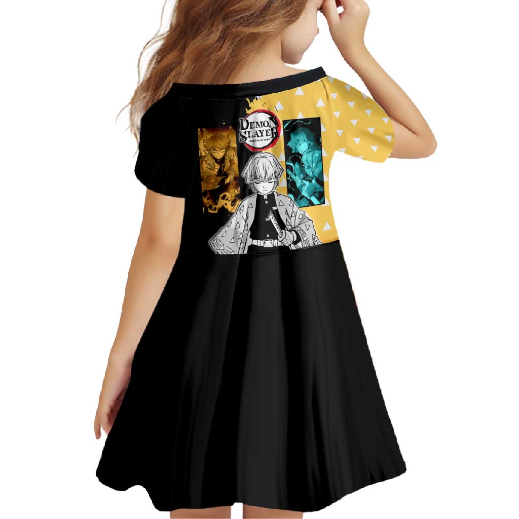 Zenitsu Agatsuma from Demon Slayer Family Matching Tank Maxi Dress and Hawaiian Shirt with Yellow Lightning Kimono and Thunder Effects Design - The Mazicc