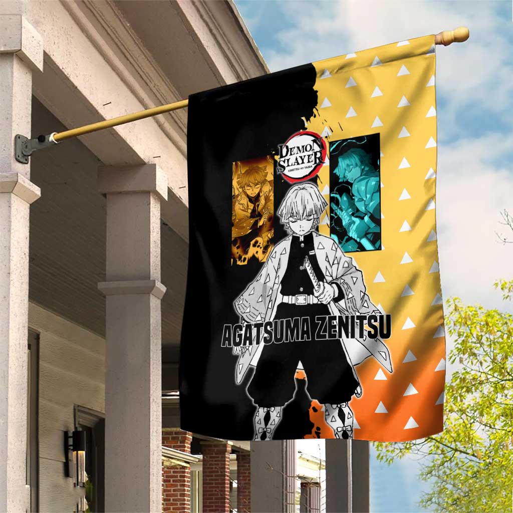 Zenitsu Agatsuma from Demon Slayer Garden Flag with Yellow Lightning Kimono and Thunder Effects Design - The Mazicc