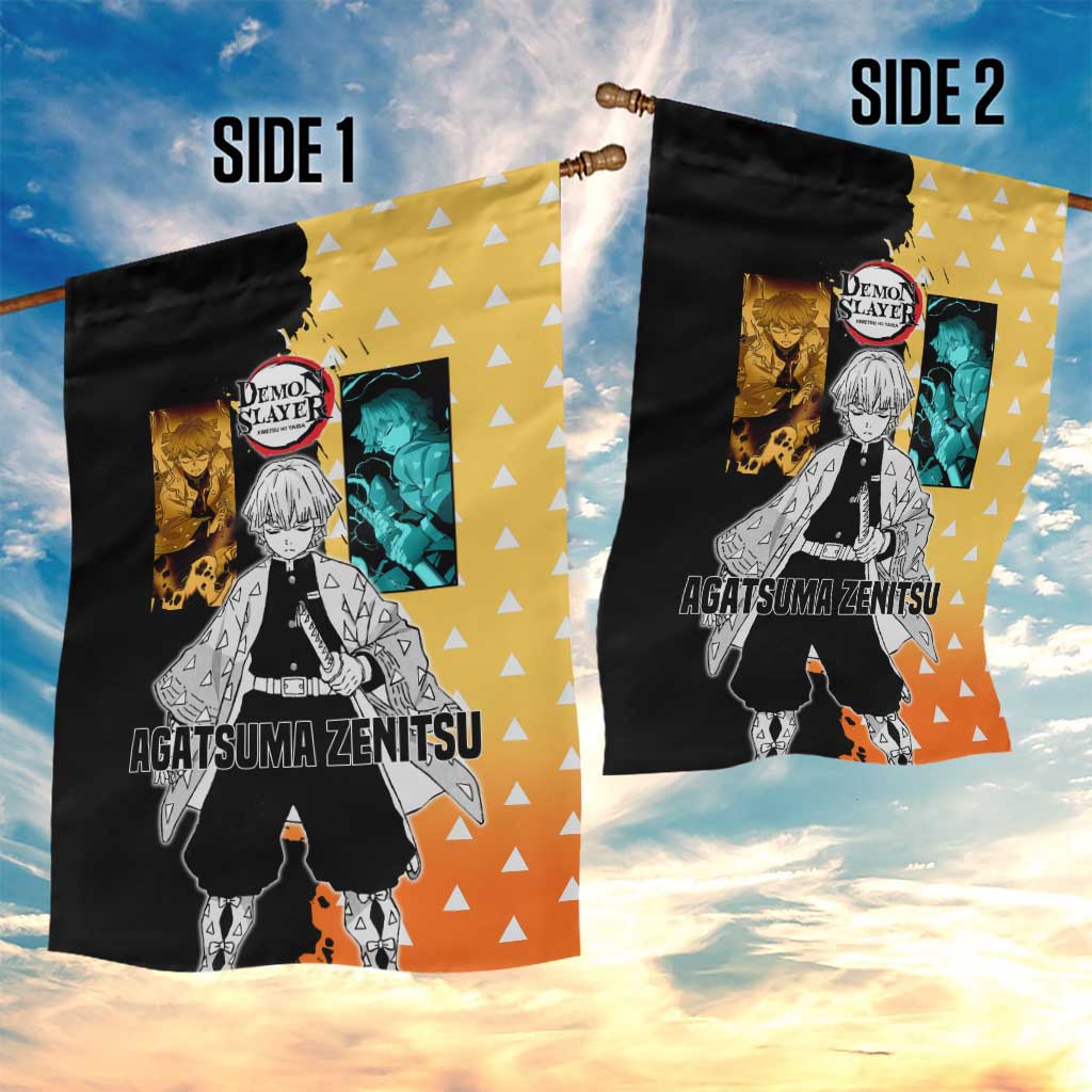 Zenitsu Agatsuma from Demon Slayer Garden Flag with Yellow Lightning Kimono and Thunder Effects Design - The Mazicc