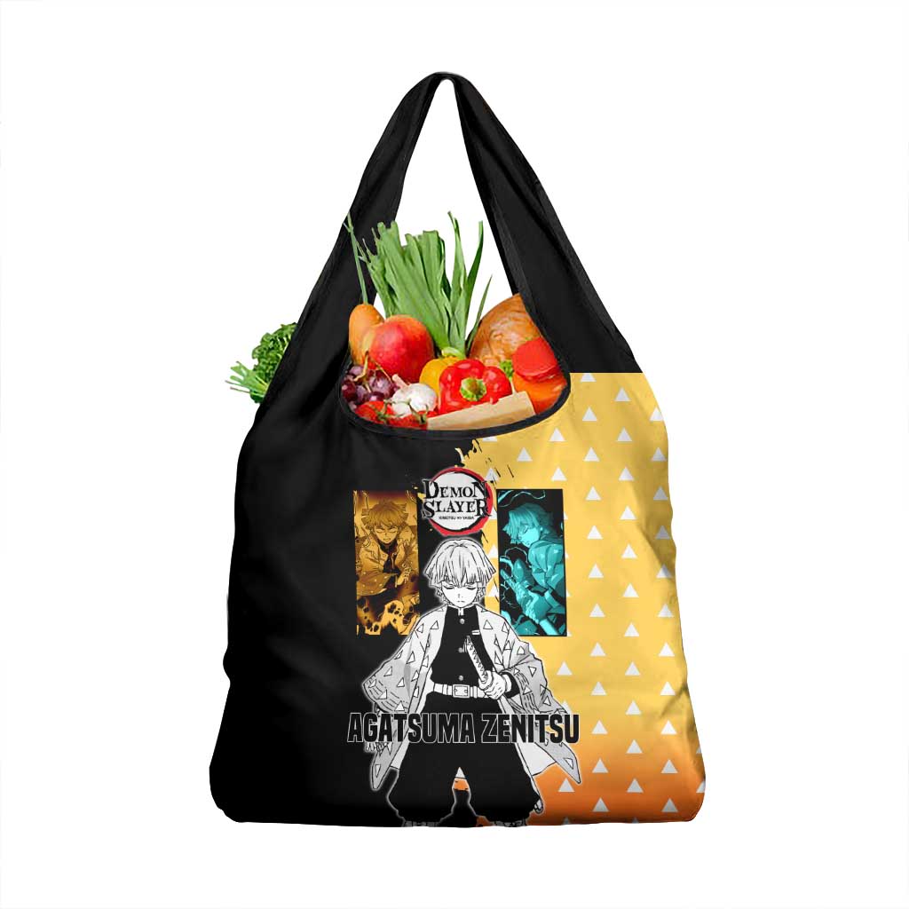 Zenitsu Agatsuma from Demon Slayer Grocery Bag with Yellow Lightning Kimono and Thunder Effects Design - The Mazicc
