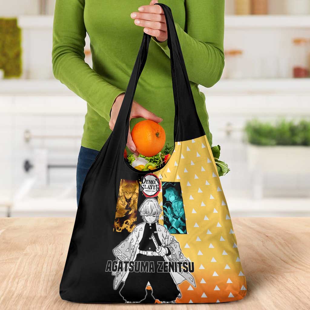 Zenitsu Agatsuma from Demon Slayer Grocery Bag with Yellow Lightning Kimono and Thunder Effects Design - The Mazicc