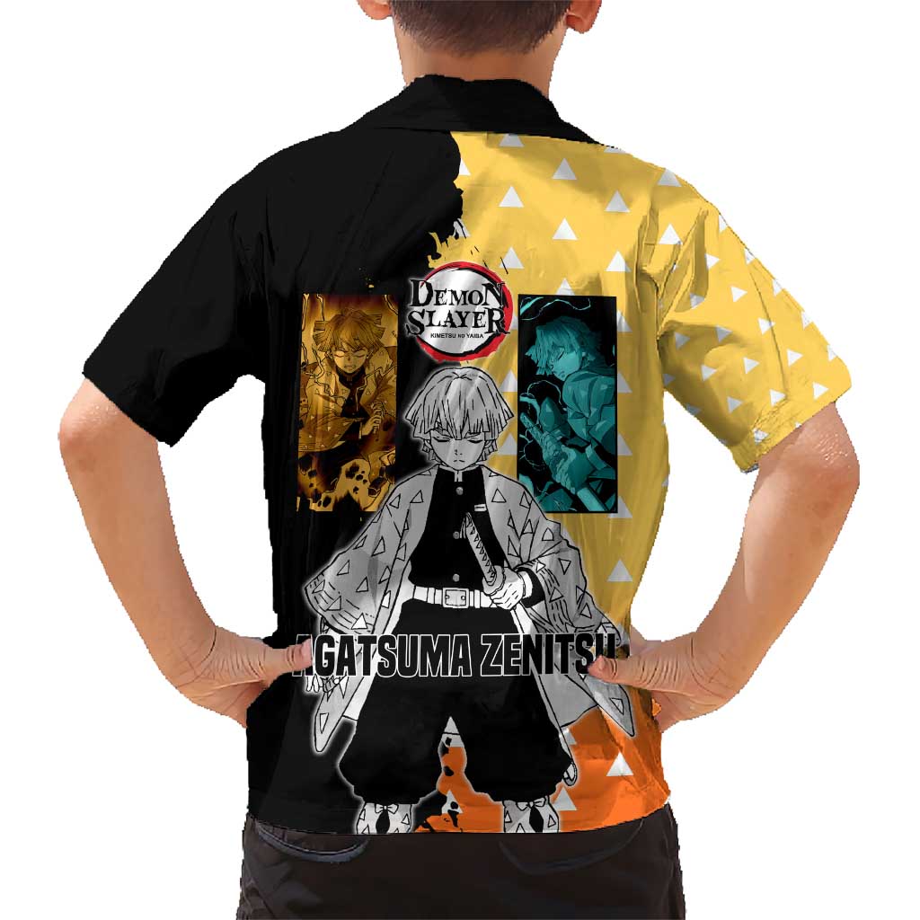 Zenitsu Agatsuma from Demon Slayer Hawaiian Shirt with Yellow Lightning Kimono and Thunder Effects Design - The Mazicc