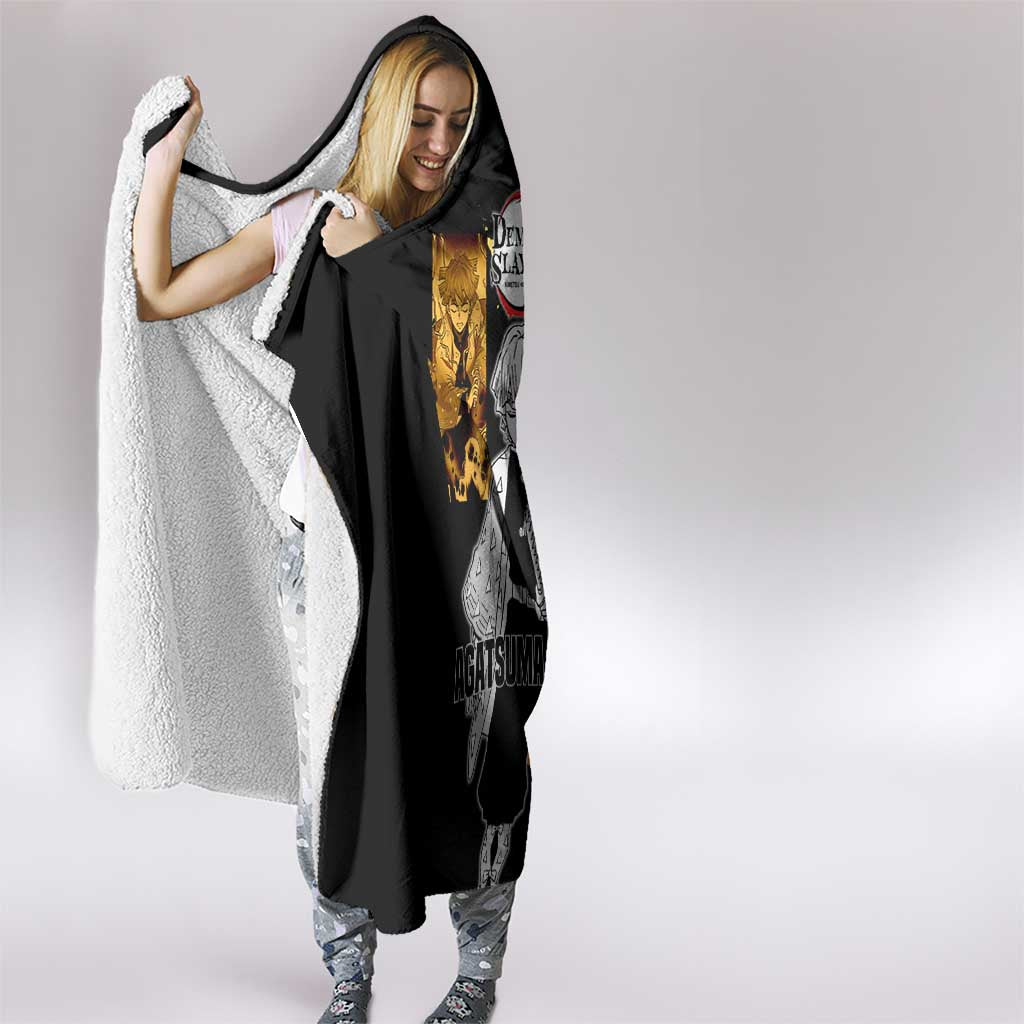 Zenitsu Agatsuma from Demon Slayer Hooded Blanket with Yellow Lightning Kimono and Thunder Effects Design - The Mazicc