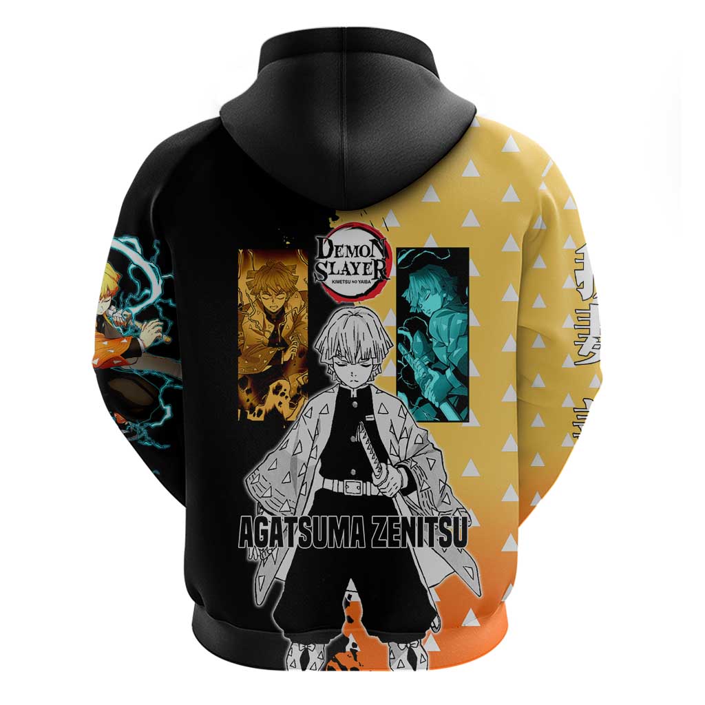 Zenitsu Agatsuma from Demon Slayer Hoodie with Yellow Lightning Kimono and Thunder Effects Design - The Mazicc