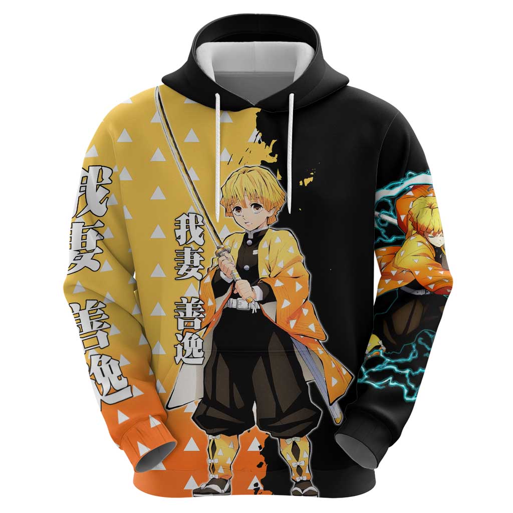 Zenitsu Agatsuma from Demon Slayer Hoodie with Yellow Lightning Kimono and Thunder Effects Design - The Mazicc