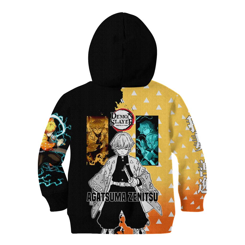 Zenitsu Agatsuma from Demon Slayer Kid Hoodie with Yellow Lightning Kimono and Thunder Effects Design - The Mazicc