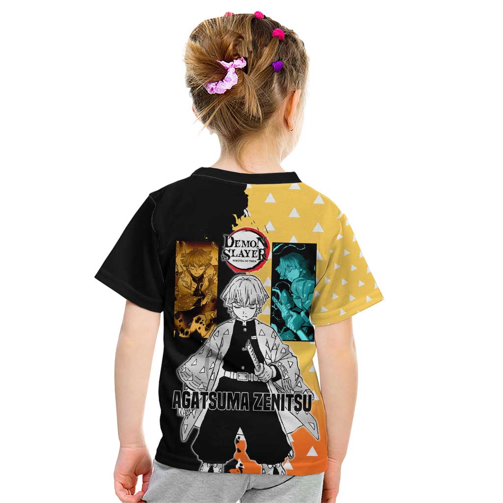 Zenitsu Agatsuma from Demon Slayer Kid T Shirt with Yellow Lightning Kimono and Thunder Effects Design - The Mazicc