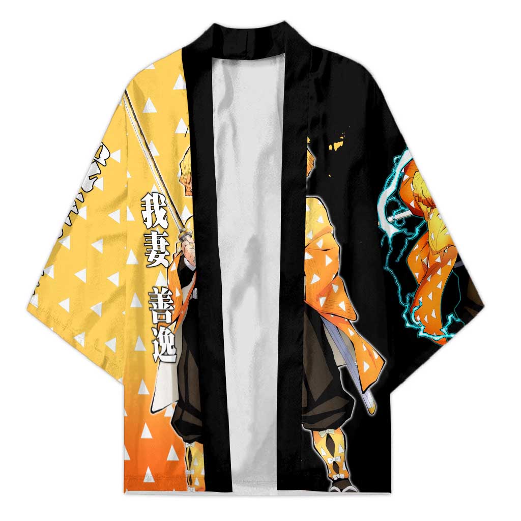 Zenitsu Agatsuma from Demon Slayer Kimono with Yellow Lightning Kimono and Thunder Effects Design - The Mazicc