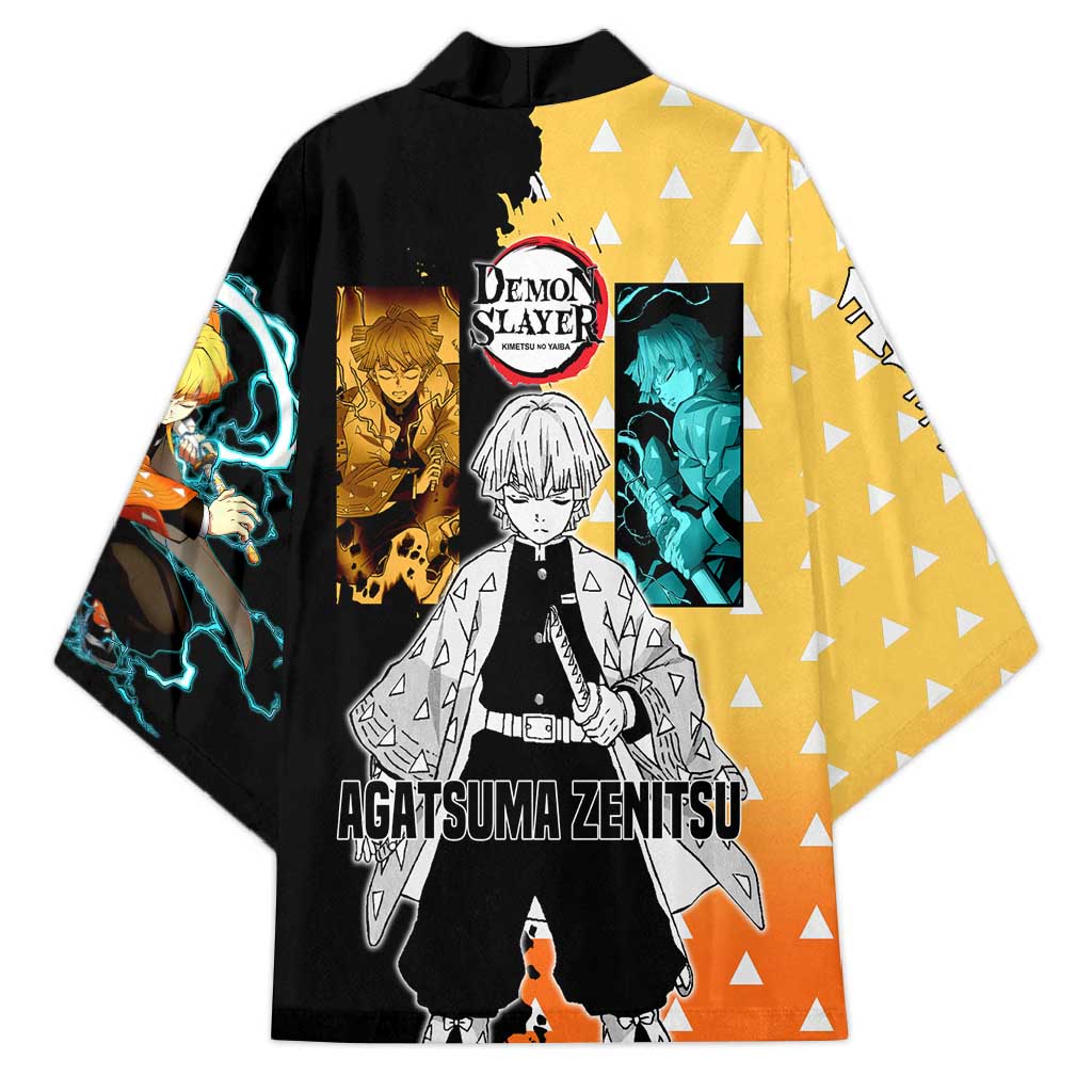 Zenitsu Agatsuma from Demon Slayer Kimono with Yellow Lightning Kimono and Thunder Effects Design - The Mazicc