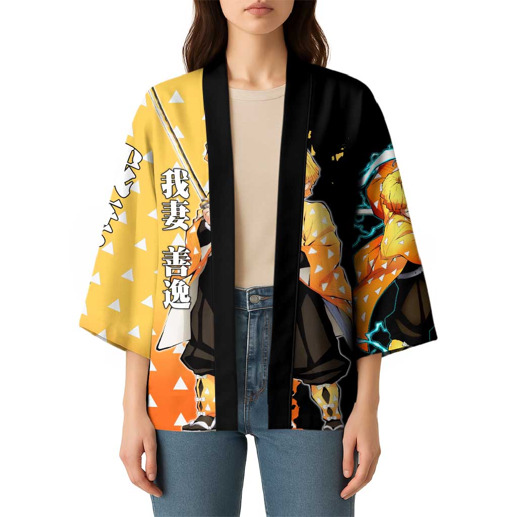 Zenitsu Agatsuma from Demon Slayer Kimono with Yellow Lightning Kimono and Thunder Effects Design - The Mazicc