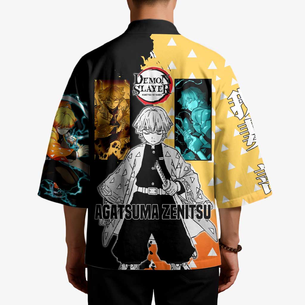 Zenitsu Agatsuma from Demon Slayer Kimono with Yellow Lightning Kimono and Thunder Effects Design - The Mazicc