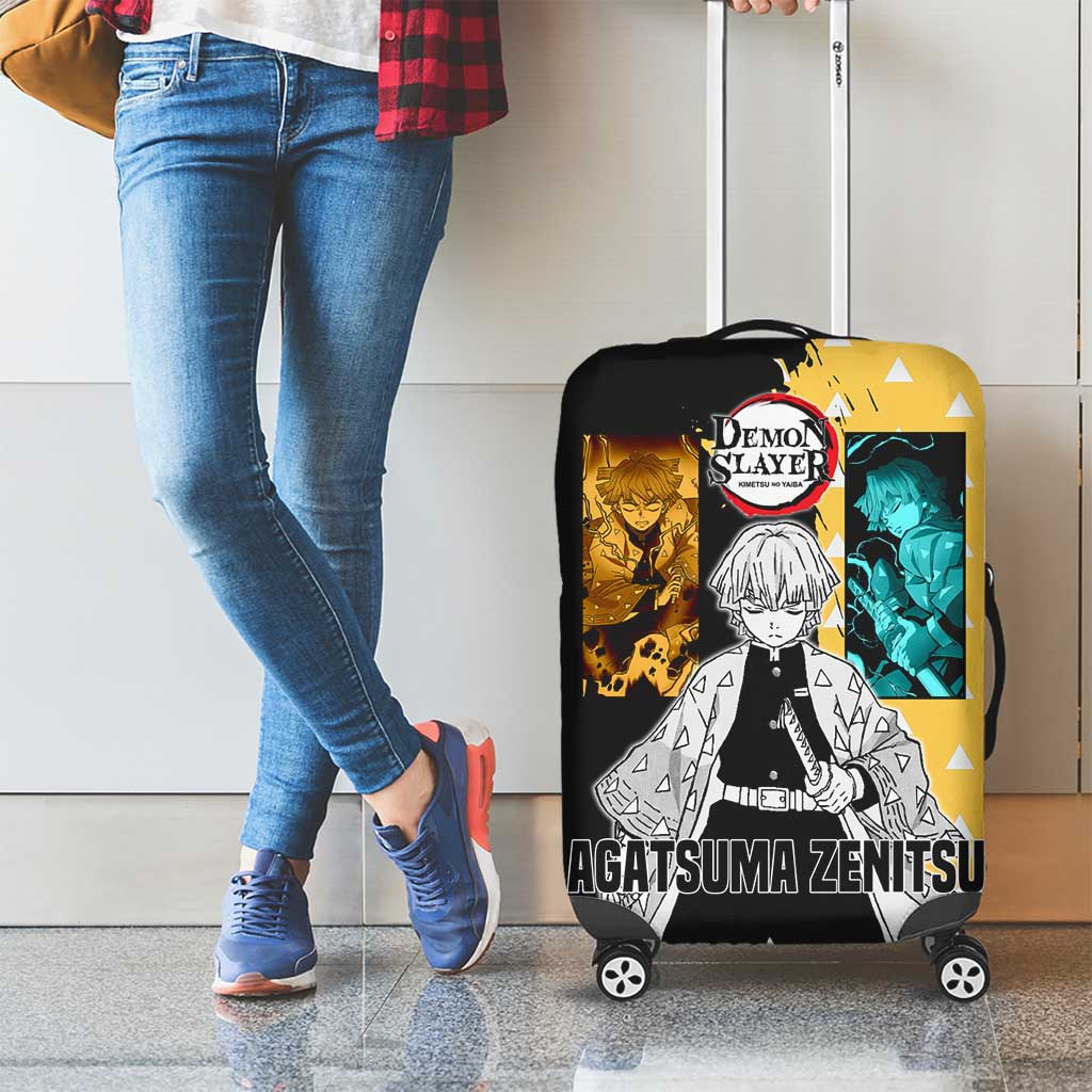 Zenitsu Agatsuma from Demon Slayer Luggage Cover with Yellow Lightning Kimono and Thunder Effects Design - The Mazicc