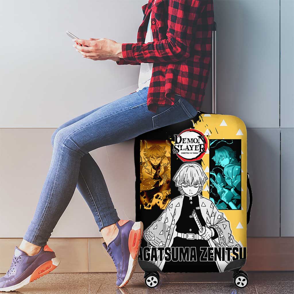 Zenitsu Agatsuma from Demon Slayer Luggage Cover with Yellow Lightning Kimono and Thunder Effects Design - The Mazicc