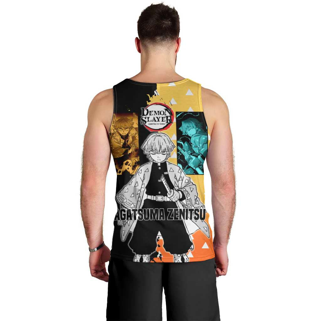 Zenitsu Agatsuma from Demon Slayer Men Tank Top with Yellow Lightning Kimono and Thunder Effects Design - The Mazicc