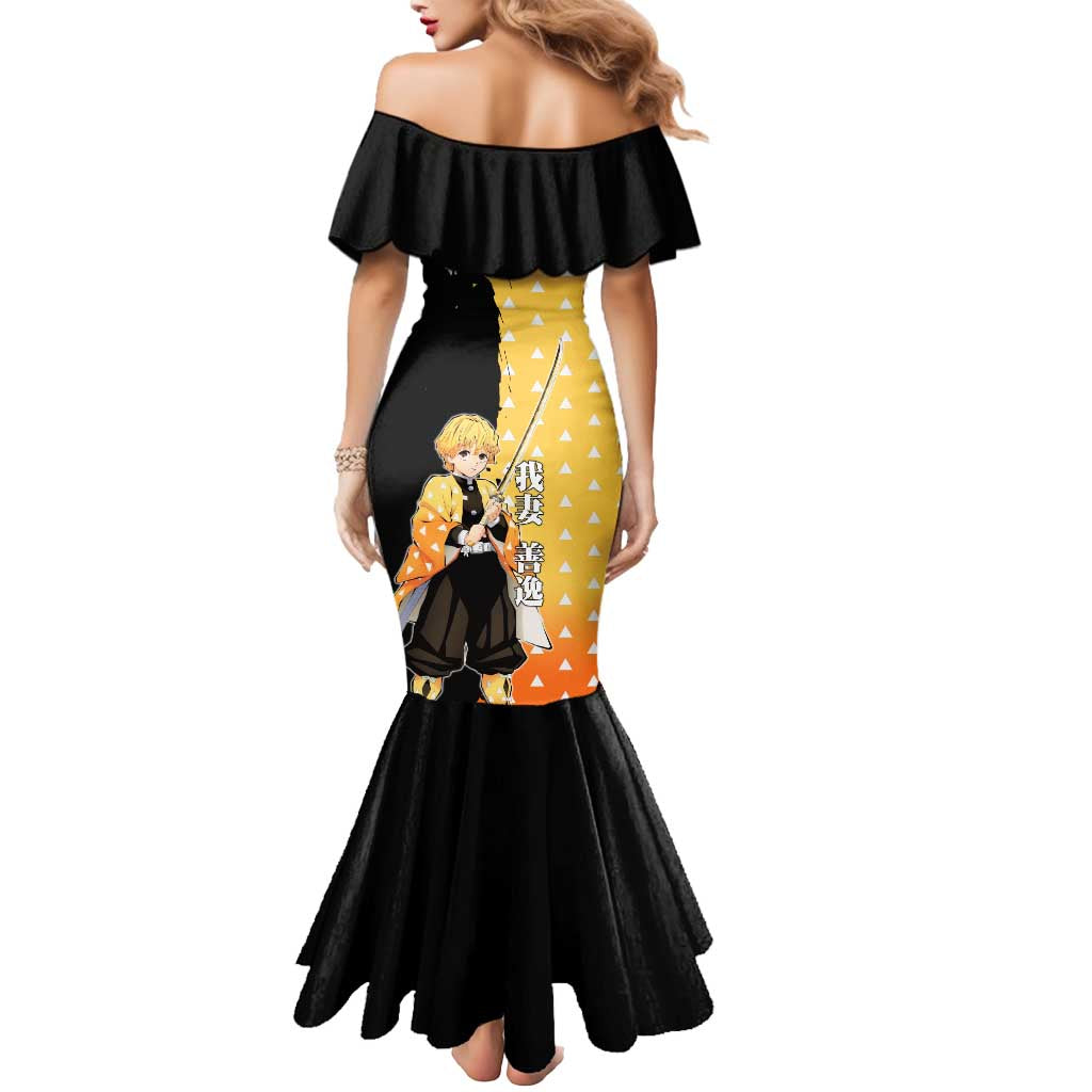 Zenitsu Agatsuma from Demon Slayer Mermaid Dress with Yellow Lightning Kimono and Thunder Effects Design - The Mazicc