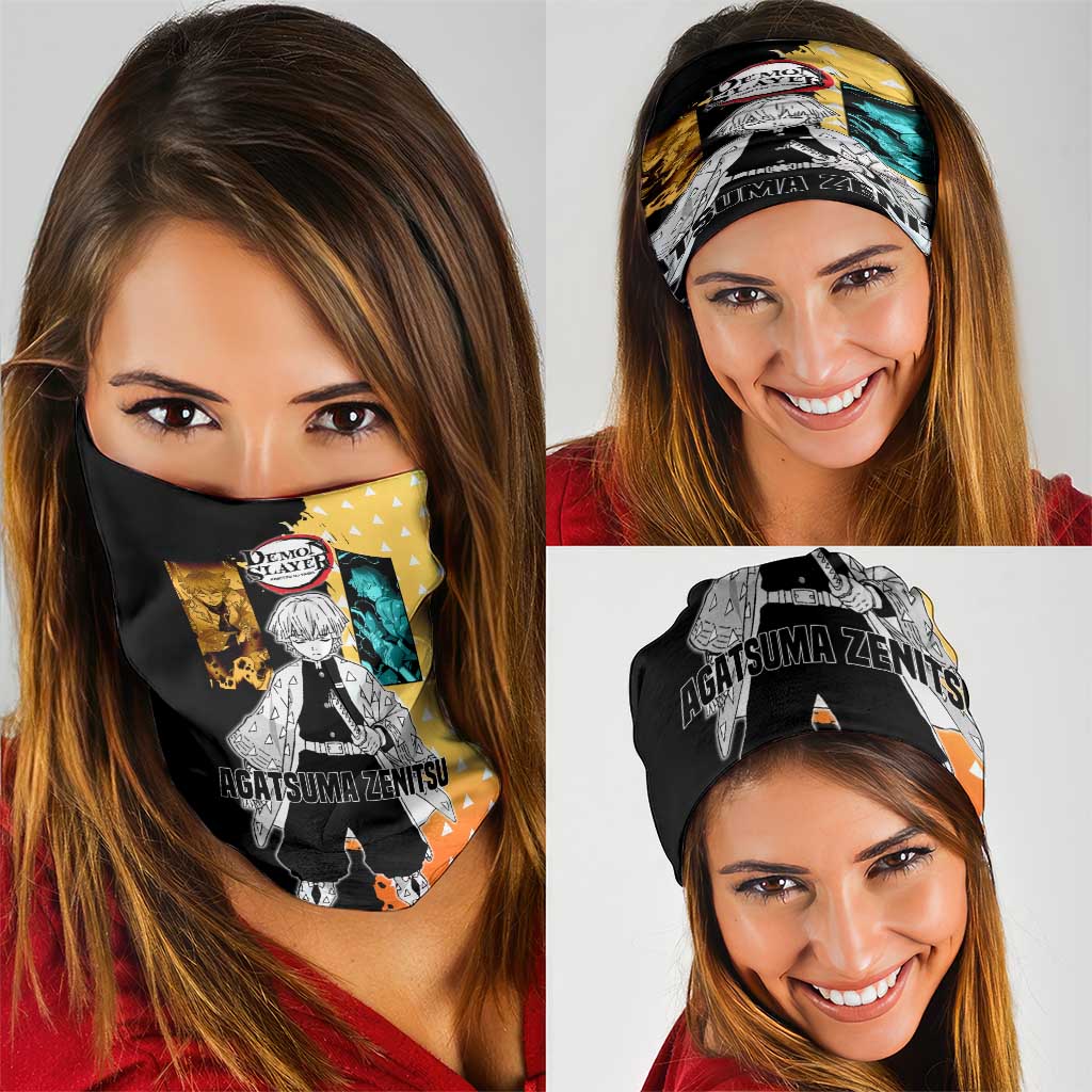 Zenitsu Agatsuma from Demon Slayer Neck Gaiter with Yellow Lightning Kimono and Thunder Effects Design - The Mazicc