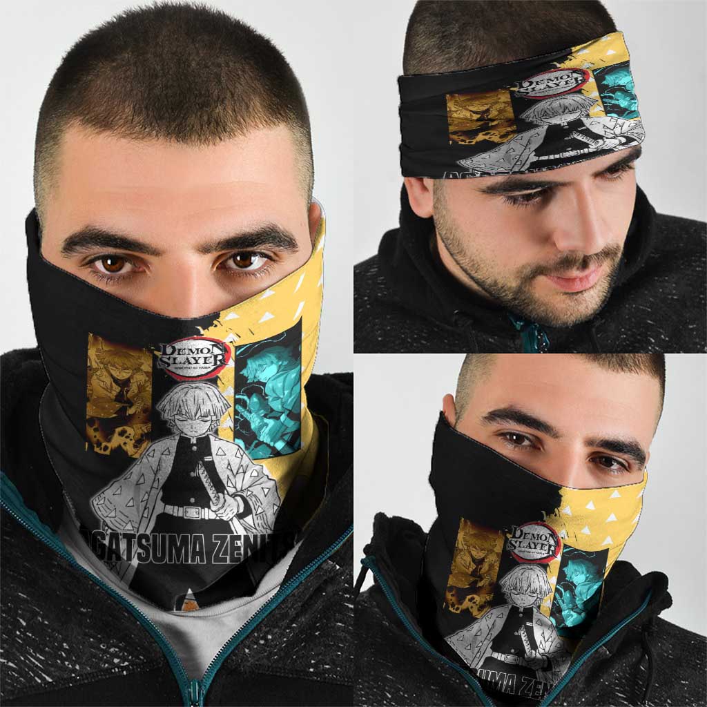 Zenitsu Agatsuma from Demon Slayer Neck Gaiter with Yellow Lightning Kimono and Thunder Effects Design - The Mazicc