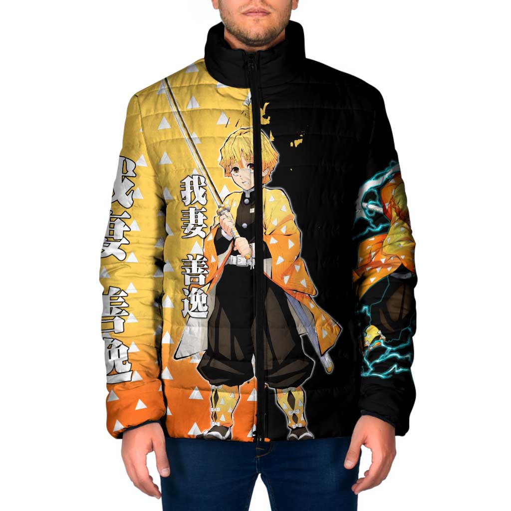 Zenitsu Agatsuma from Demon Slayer Padded Jacket with Yellow Lightning Kimono and Thunder Effects Design - The Mazicc