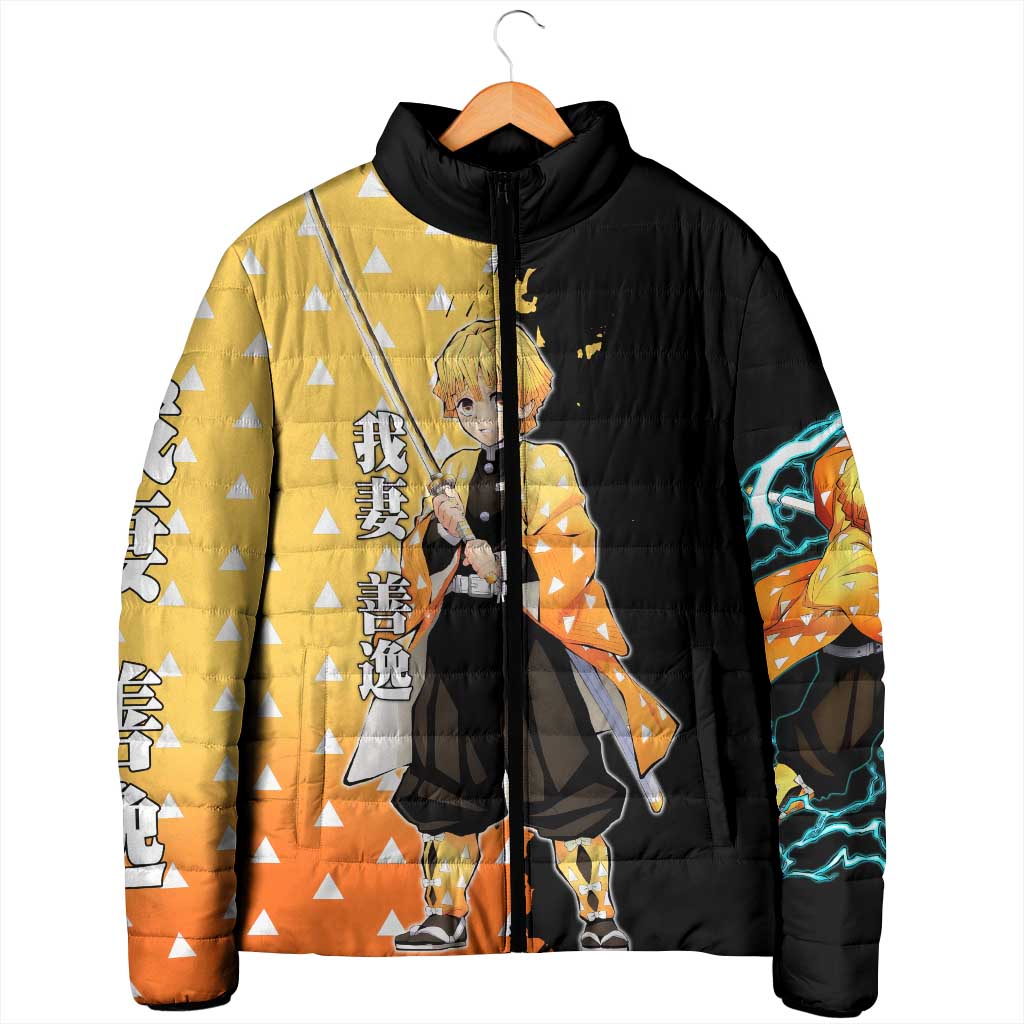 Zenitsu Agatsuma from Demon Slayer Padded Jacket with Yellow Lightning Kimono and Thunder Effects Design - The Mazicc