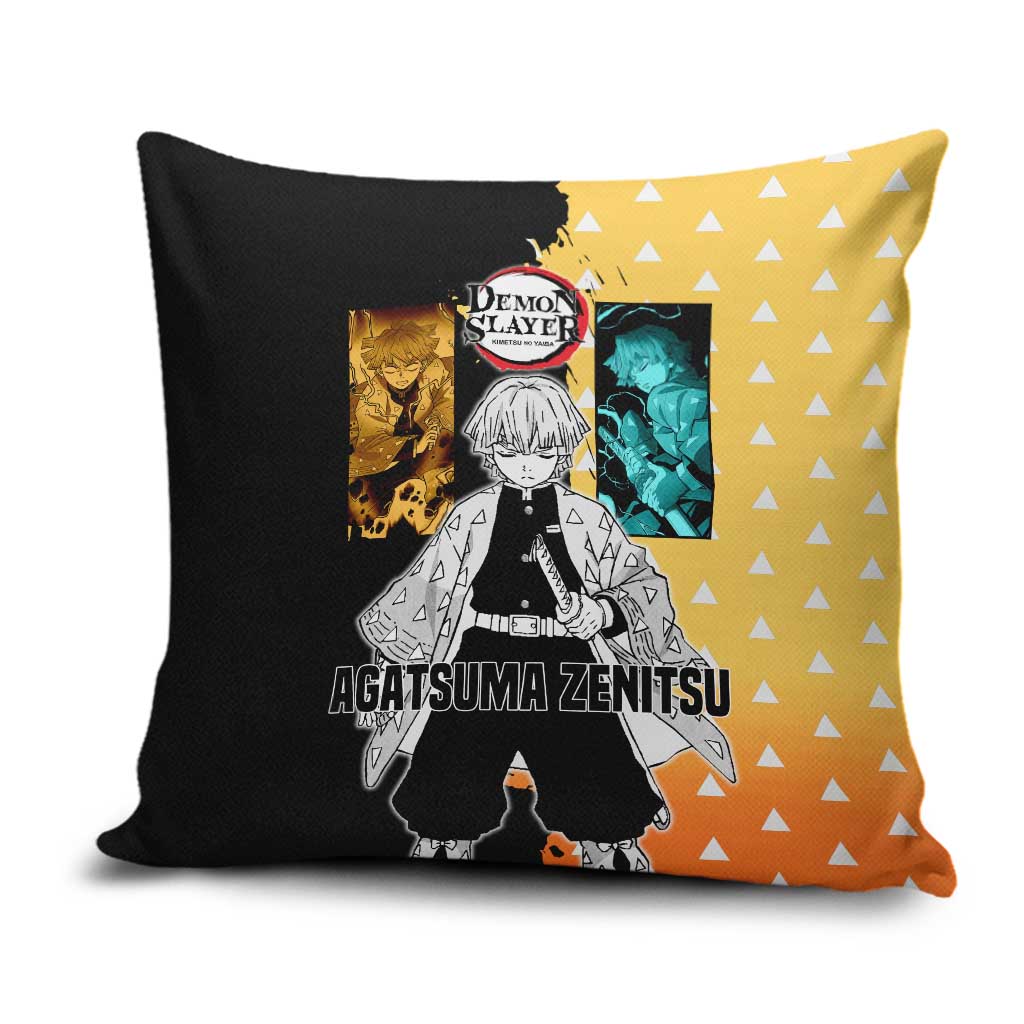Zenitsu Agatsuma from Demon Slayer Pillow Cover with Yellow Lightning Kimono and Thunder Effects Design - The Mazicc