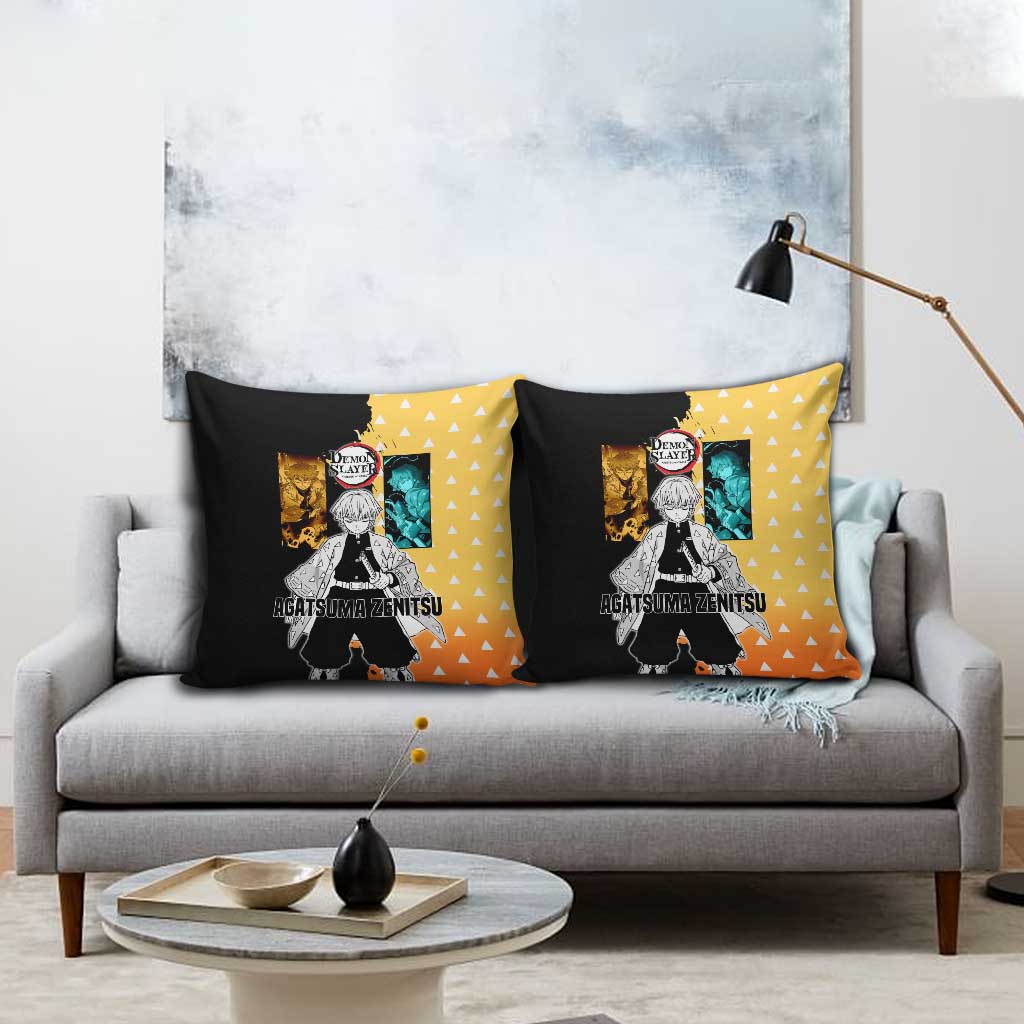 Zenitsu Agatsuma from Demon Slayer Pillow Cover with Yellow Lightning Kimono and Thunder Effects Design - The Mazicc