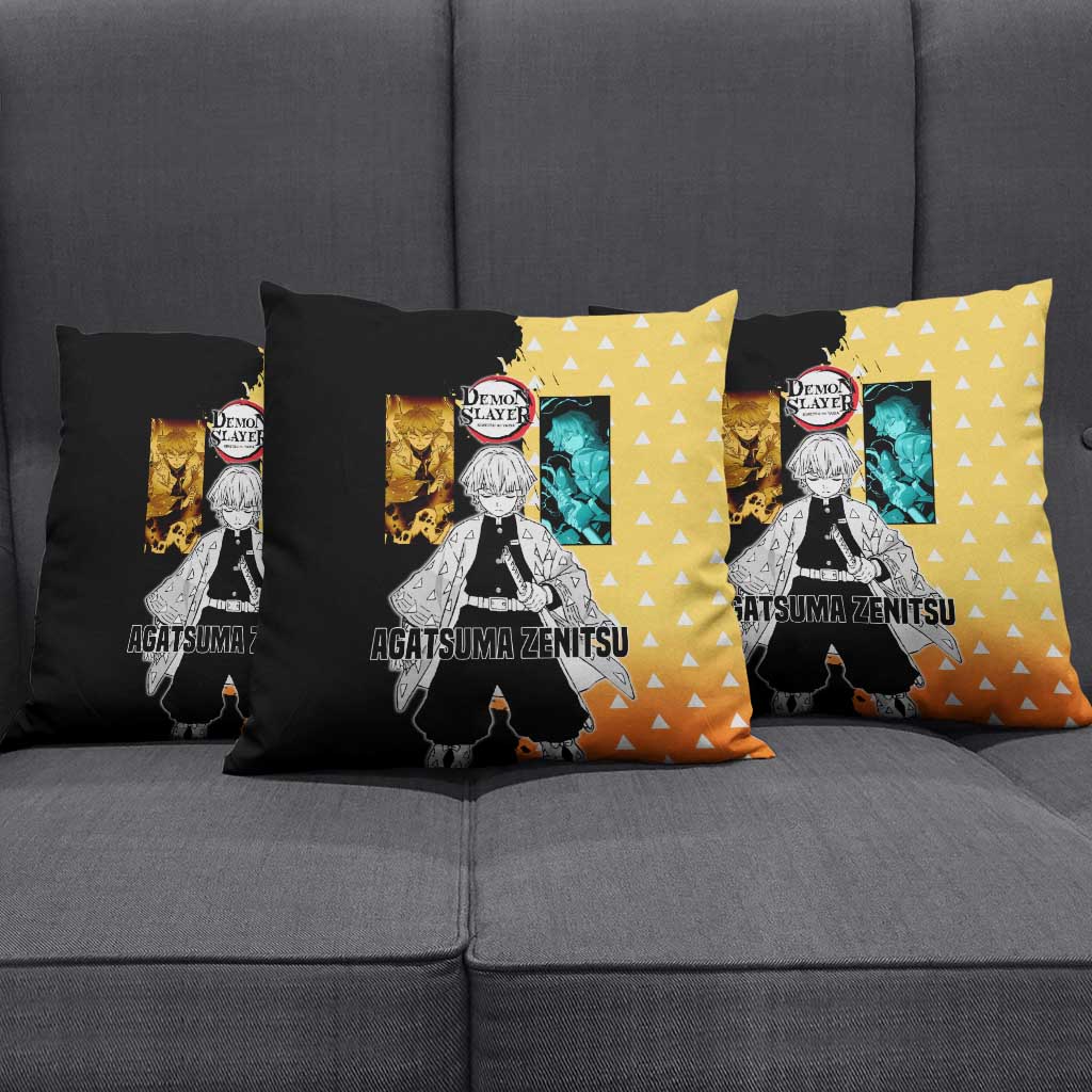 Zenitsu Agatsuma from Demon Slayer Pillow Cover with Yellow Lightning Kimono and Thunder Effects Design - The Mazicc