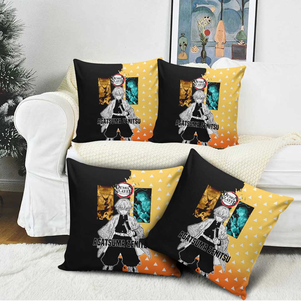 Zenitsu Agatsuma from Demon Slayer Pillow Cover with Yellow Lightning Kimono and Thunder Effects Design - The Mazicc